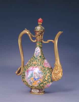金胎鏨胎琺瑯嵌畫琺瑯執壺