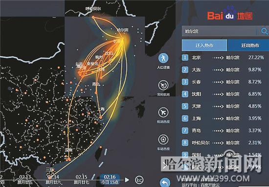 哈爾濱人春運(yùn)軌跡：去長春最多 從北京回的最多(圖)