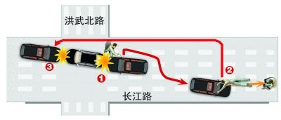 南京街頭兩轎車疑因斗氣對撞3次 目擊者稱像警匪片