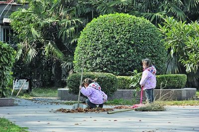 3歲雙胞胎姐妹幫清潔工奶奶掃馬路引關(guān)注