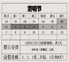 清明請(qǐng)假攻略網(wǎng)上熱傳：3天小長(zhǎng)假可變8天(圖)