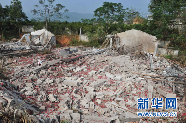 廣西岑溪爆炸事故已致11人死亡 炮竹廠2名負責人已被控制