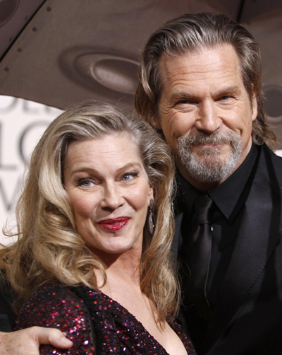 Jeff Bridges and wife Susan arrive at the 67th annual Golden Globe Awards