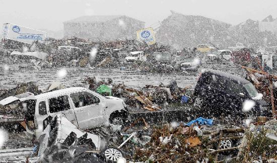 組圖：日本仙臺災區天降大雪 救災工作仍井然有序