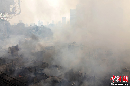 菲律賓首都大馬尼拉地區馬卡蒂市火災現場