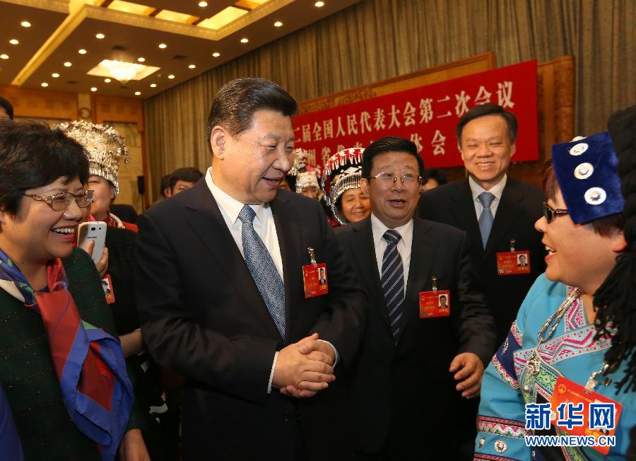 習近平等分別參加全國人大會議一些代表團審議