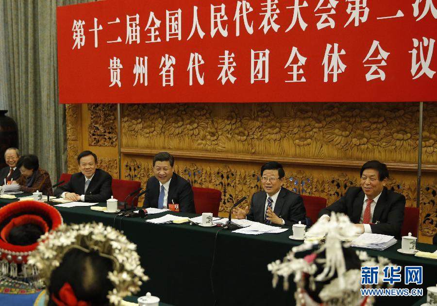 習近平等分別參加全國人大會議一些代表團審議