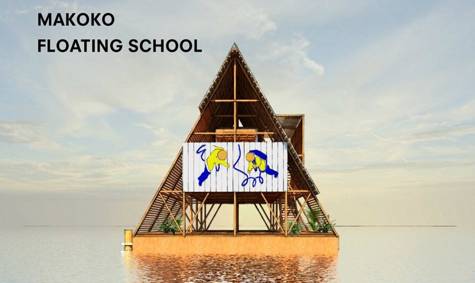 尼日利亞建水上漂浮學校 操場、綠地可納百名學生