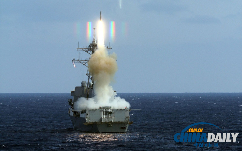 美軍驅逐艦模擬攔截反艦導彈 保護航母安全（組圖）
