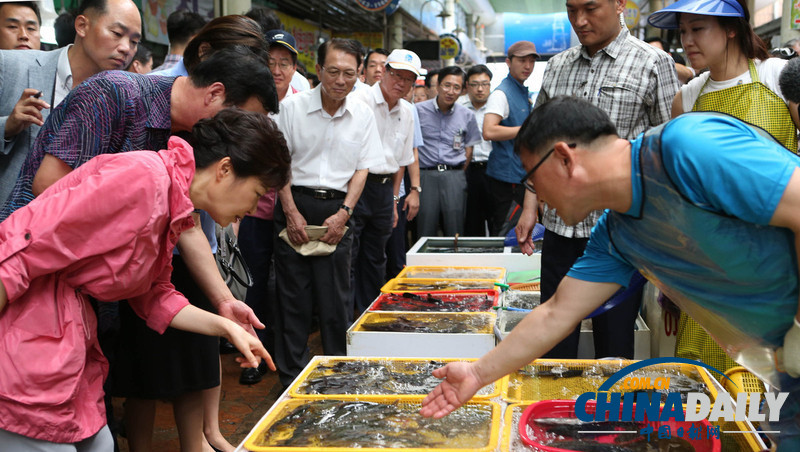 韓總統樸槿惠走訪水產品市場了解民生（高清組圖）
