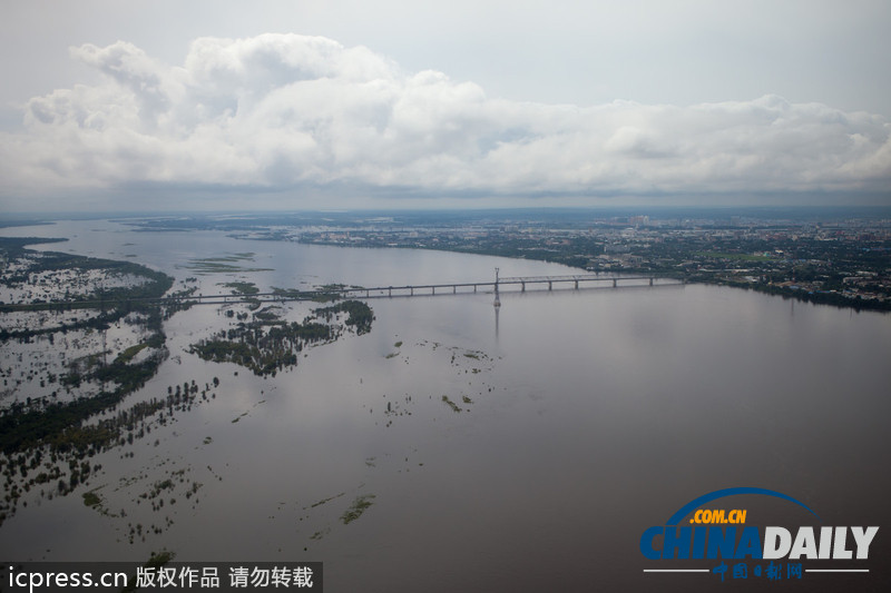 俄羅斯阿穆爾河水位上漲 城市進(jìn)入緊急狀態(tài)（高清組圖）