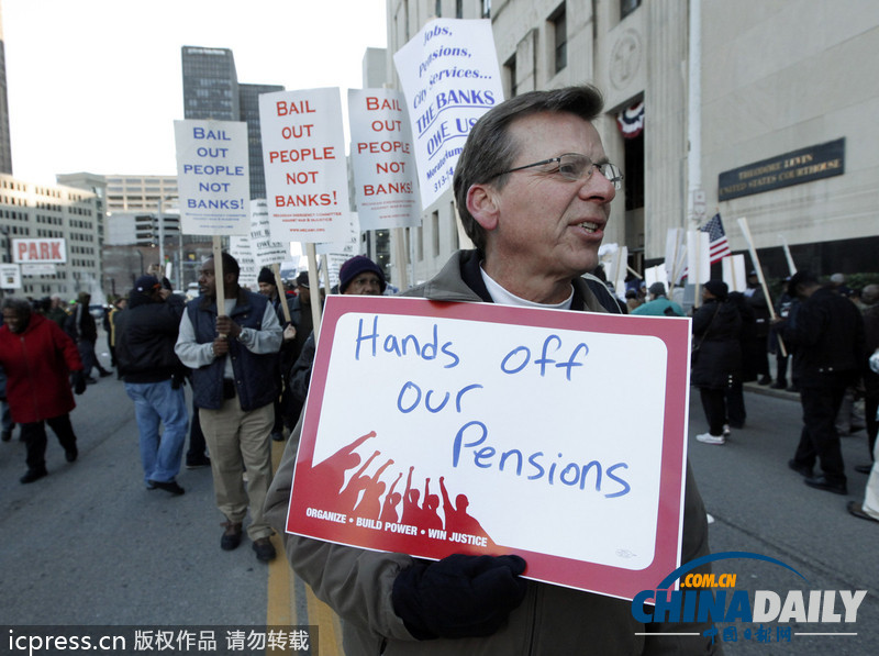 底特律破產案至今無解 市民游行抗議政府賴賬（圖）