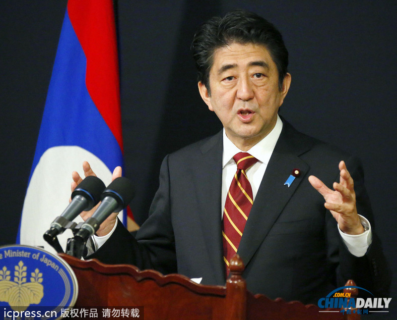 安倍晉三訪問老撾 以金援換支持“入常”（圖）