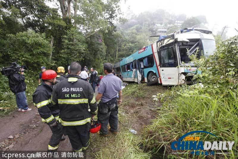 巴西一輛大巴墜入山谷至少14人死亡(圖)