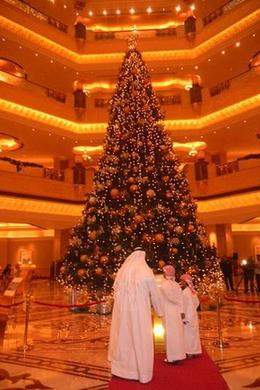 圖為阿聯酋首都酋長國宮殿酒店(Emirates Palace)里的圣誕樹 阿聯酋推出史上最貴圣誕樹