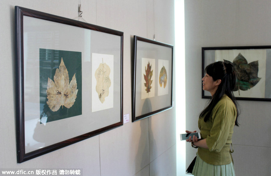 廢棄樹葉“變身”精美藝術品