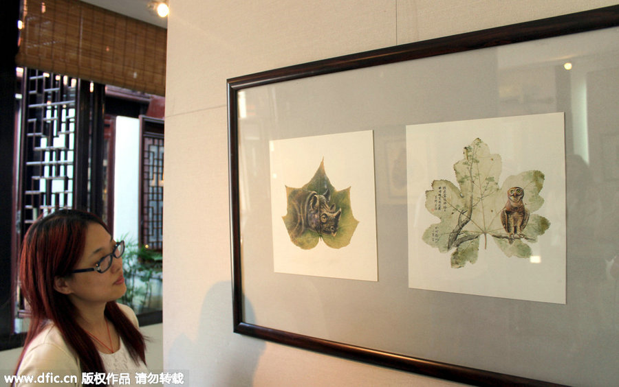 廢棄樹葉“變身”精美藝術品