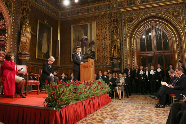 習(xí)近平在英國議會(huì)講話：中英正成為“利益共同體”