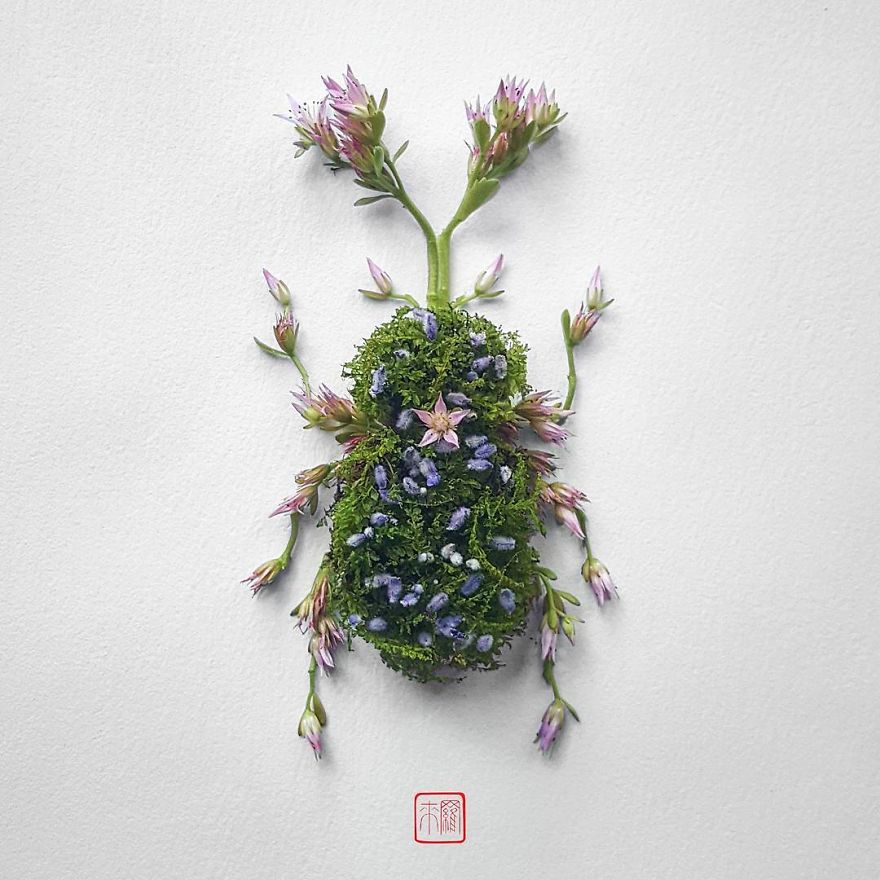 你怕蟲子嗎？來看看這些用花瓣做成的蟲子（組圖）