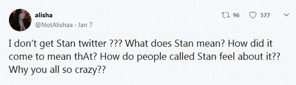 格萊美歌后克萊森金球獎現(xiàn)場“追星” stan到底啥意思？