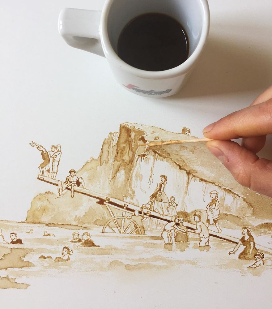 咖啡和茶潑灑出的藝術（組圖）