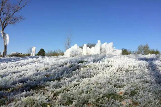 Beautiful snow-covered landscape at Binhe park