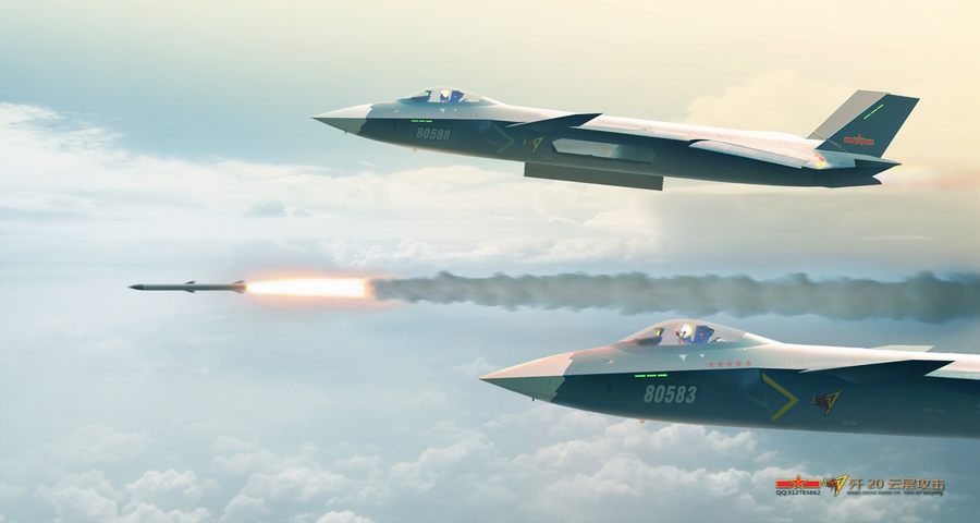 驚艷！網友繪制殲-20戰機發射空空導彈猛圖
