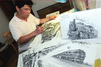 鋼筆畫火車迎國慶